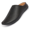 Men Black Back Open Perforated Design Ethnic Party Wedding Mules Slip On Shoes