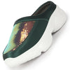 Women Green Back Open Embellished Slip On Mules