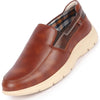 Men Tan Genuine Leather Feather Lightweight EVA Sole Formal Office Comfort Broad Feet Slip On Shoes