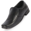 Men Black Genuine Leather Formal Office Work Broad Feet Slip On Shoes with Comfort EVA Pad Insole