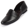 Men Black Laser Cut Design Side Open Broad Feet Ethnic Party Slip On Shoes