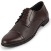 Men Brown Formal Office Textured Design Cap Toe Genuine Leather Lace Up Shoes