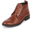 Men Tan Genuine Leather Broad Feet Mid Top Chukka Lace Up Boots with TPR Welted Sole