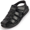 Men Black Genuine Leather Multi Strap Closed Toe Roman Sandals
