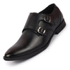 Men Black Formal Wedding Party Genuine Leather Double Monk Strap Shoes