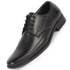 Men Black Genuine Leather Formal Office Work Round Toe Derby Lace Up Shoes with Comfort EVA Pad Insole