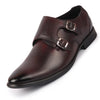 Men Brown Formal Wedding Party Genuine Leather Double Monk Strap Shoes
