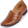Men Tan Ethnic Wedding Party Laser Cut Design Slip On Juttis and Mojaris
