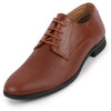 Men Tan Formal Office Textured Design Stitched Genuine Leather Lace Up Shoes