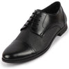 Men Black Formal Office Textured Design Cap Toe Genuine Leather Lace Up Shoes
