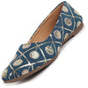 Women Blue Ethnic Silk Embroidery Zardozi Slip On Juttis and Mojaris for Wedding|Juttis for Lehanga|Festive Slip-On