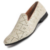 Men Cream Traditional Ethnic Juttis and Mojaris for Wedding | Handcrafted Embroidered Velvet Loafers | Gold Embroidery Prom Slip-On Shoes