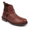 Men Tan High Ankle Genuine Leather Side Ring Buckle Design Slip On Chelsea Work Boots