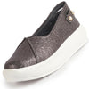 Women Dark Grey Glitter Slip-On Casual Platform Shoe with Pearl Detail|Height Enhancer Shiny Party Loafers|Ballerina with Memory Cusion Insole