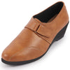 Women Tan Outdoor Fashion Hook and Loop Platform Heel Slip On Shoes