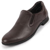 Men Brown Formal Office Textured Design Side Stitched Genuine Leather Slip On Shoes