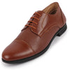 Men Tan Formal Office Textured Design Cap Toe Genuine Leather Lace Up Shoes