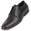 Men Black Genuine Leather Formal Office Pointed Toe Derby Lace Up Shoes with Comfort EVA Pad Insole