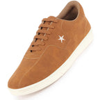 Men Tan Classic Embroidery Star Upper Soft Suede Leather Lace Up Sneakers Shoes