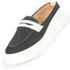 Women Grey Fashion Outdoor Height Enhancer Open Back Slip On Upper Denim Casual Shoes