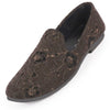 Men Black Floral Print Embellish Design Ethnic Wedding Party Pom Slip on Shoes