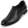 Men Black Formal Office Textured Design Side Stitched Genuine Leather Slip On Shoes