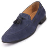 Men Navy Blue Suede Leather Casual Tassel Loafer Shoes