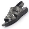 Men Black Genuine Leather Multi Strap Open Toe Broad Feet Fisherman Sandals with Adjustable Back Strap|All Day Comfort with Memory Cushion Insole|Anti Skid Lightweight Sole