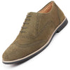 Men Olive Suede Leather Brogue Shoes with TPR Welted Sole