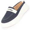 Women Navy Blue Fashion Outdoor Height Enhancer Open Back Slip On Upper Denim Casual Shoes