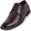 Men Brown Wedding Party Genuine Leather Embossed Design Oxford Lace Up Shoes