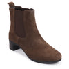 Women Brown Flared Heel High Ankle Suede Leather Classic Winter Chelsea Boots