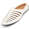 Men White Laser Cut Design Back Open Evening Party Ethnic Mules Slip On Shoes
