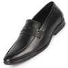 Men Black Formal Office Genuine Leather Pointed Toe Slip On Shoes with Comfort EVA Pad Insole
