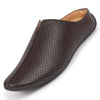 Men Brown Back Open Perforated Design Ethnic Party Wedding Mules Slip On Shoes