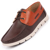 Men Brown Side Lace Stitched Design Lace Up Boat Shoes