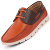 Men Tan Side Lace Stitched Design Lace Up Boat Shoes