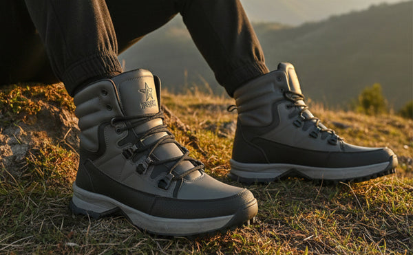 Men Tan High Top 3-Eye Lace Up High Ankle Winter Biker Boots|Trekking Boots|Hiking Boots|Basketball Shoes|Good Sole Grip Traction