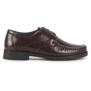 Men Brown Genuine Leather Formal Lace Up Moccasins Derby Shoes for Office|Memory Cushion Work Shoes Lace-Ups