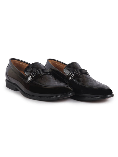 Men Brown Casual Patent Leather Slip-On Loafers