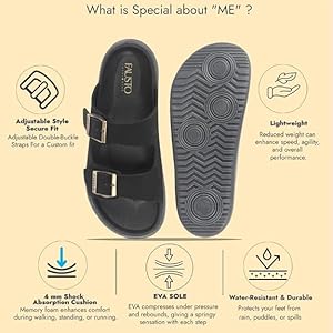 Men Brown Open Toe Buckle Strap Stitched Waterproof Sandals|Soft Cushioned Insole|Summer Slip-On Slipper|Perfect For Monsoon Rainy Season