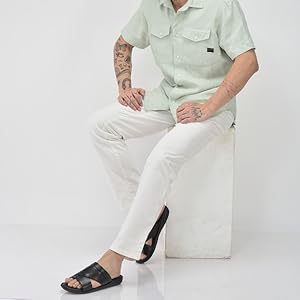 FAUSTO Men White Open Toe Broad Feet Slipper With Memory Cushion|Comfortable Gents Slipper|Sandals For Kurta