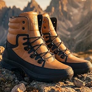 Men Tan High Top 3-Eye Lace Up High Ankle Winter Biker Boots|Trekking Boots|Hiking Boots|Basketball Shoes|Good Sole Grip Traction