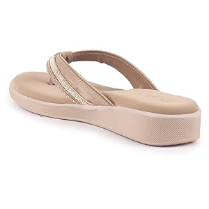 Women Pink Elegant Embellished Shimmery Wedding T-Strap Flat Slip On Slippers|Soft Cushioned Footbed|Party, Reception, Festive