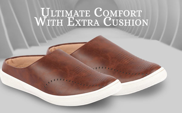 Men Grey Back Open Stylish Design Slip On Shoes
