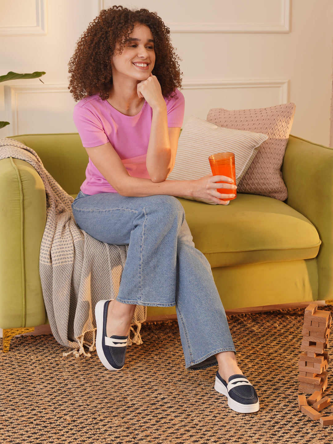 Shop Women Navy Blue Fashion Outdoor Height Enhancer Open Back Slip On Upper Denim Casual Shoes Online.