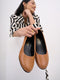 Women Tan Formal Platform Wedge Heel Slip On Ballerina Shoes