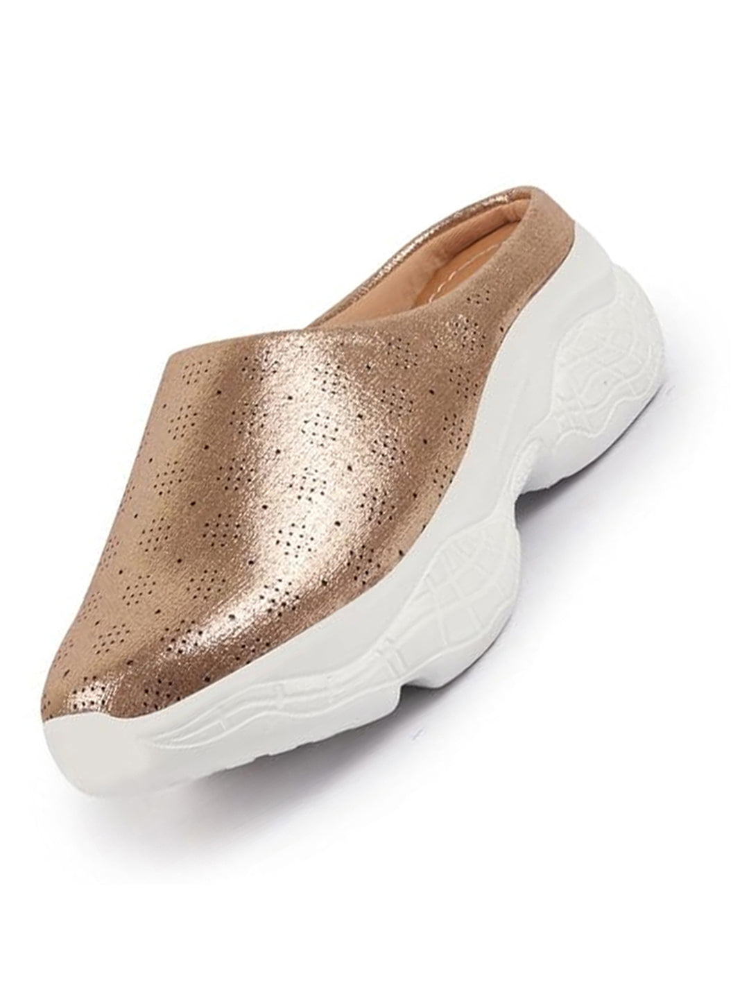 Women Golden Back Open Classic Design Slip On Mules Shoes