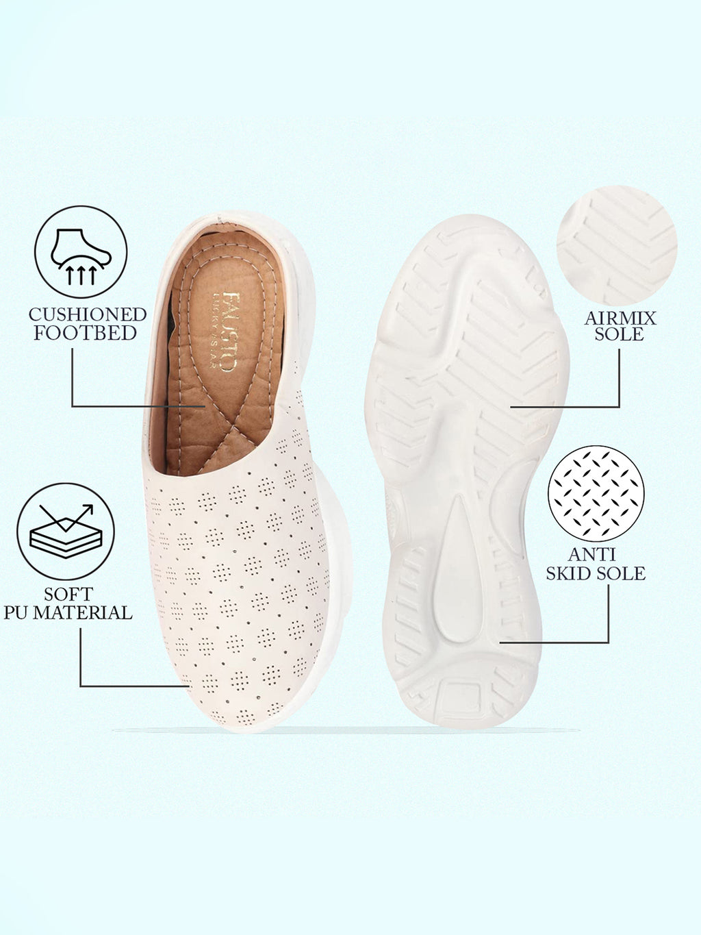 Shop Women White Back Open Classic Design Slip On Mules Shoes Online.