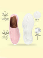 Shop Women Pink Printed Design Stitched Comfort Slip On Sneaker Shoes Online.